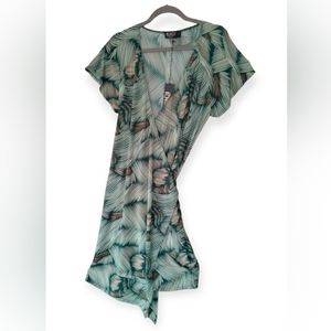 Igigi Wrap Dress Size 12 Green Beige New with Tags NWT